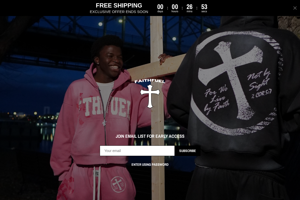 faithfuelclothing.com homepage screenshot