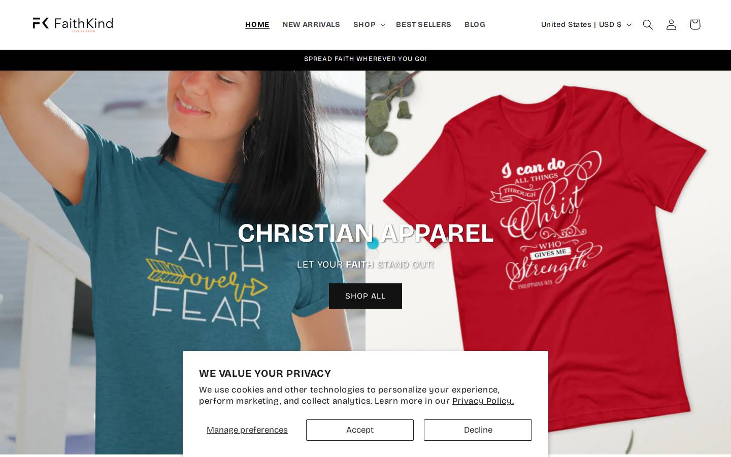faithkind.com homepage screenshot