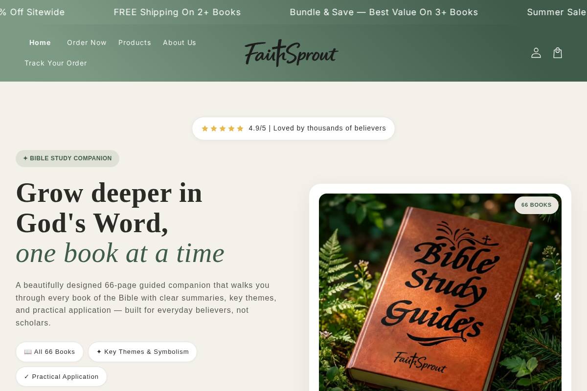 faithsprout.store homepage screenshot