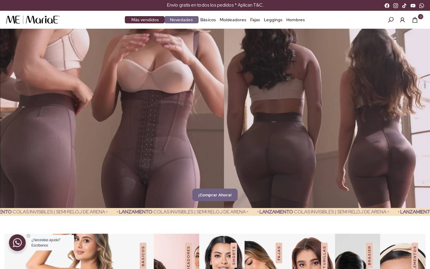 Fajas MariaE homepage screenshot