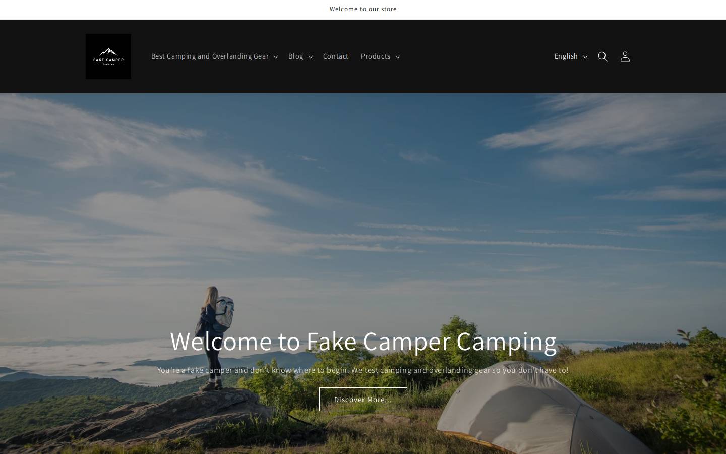 fakecampercamping.com homepage screenshot