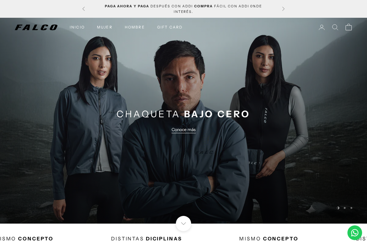 Falco Athletics homepage screenshot