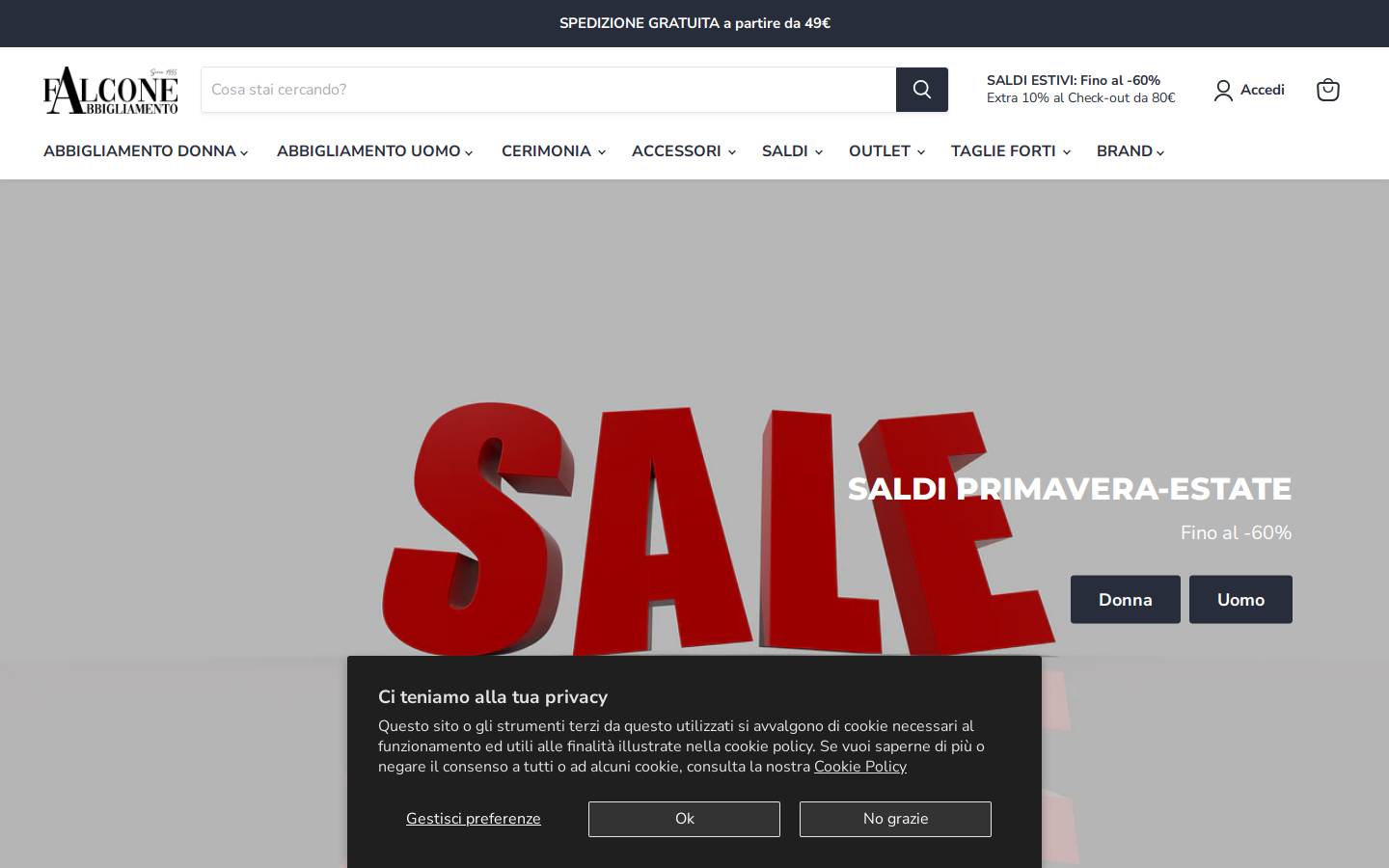 Falcone Abbigliamento homepage screenshot
