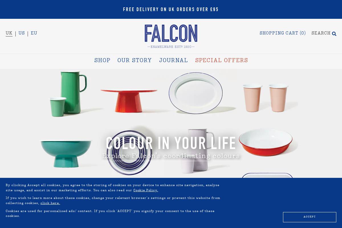 falconenamelware.com homepage screenshot