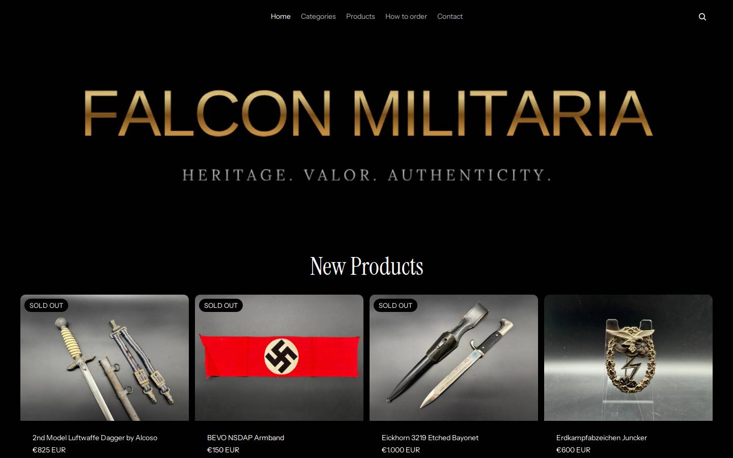 falconmilitaria.com homepage screenshot