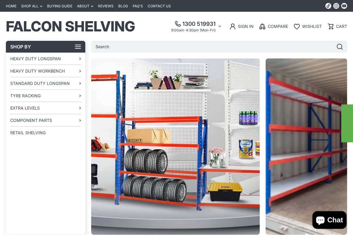 falconshelving.com.au homepage screenshot
