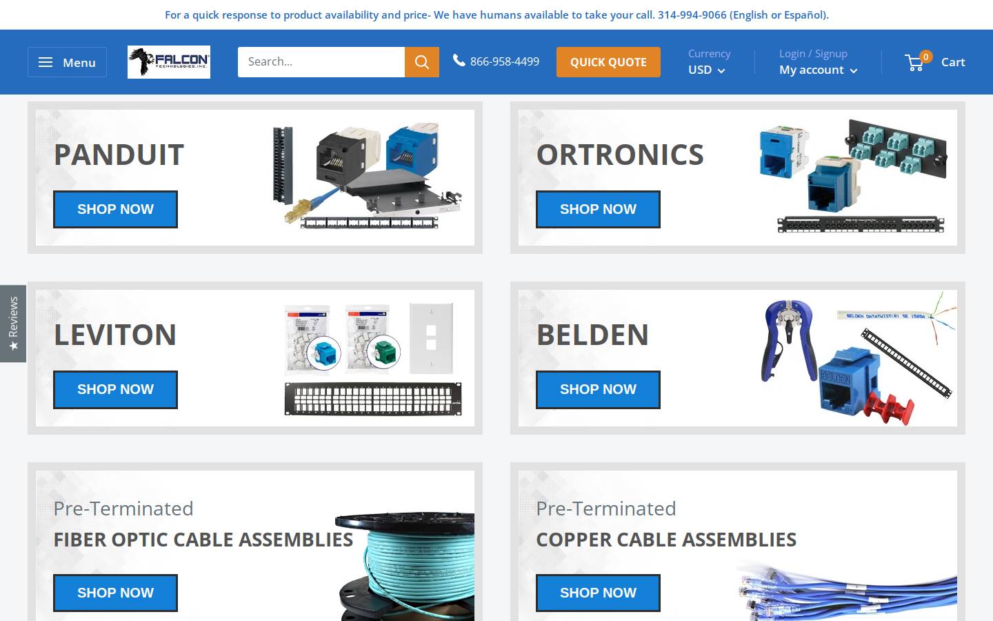 Falcon Technologies homepage screenshot