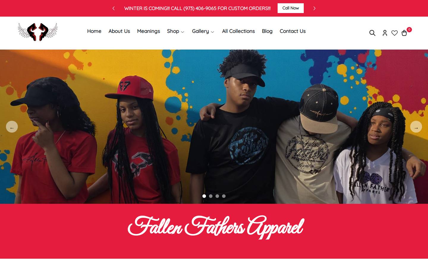 fallenfathersapparel.com homepage screenshot