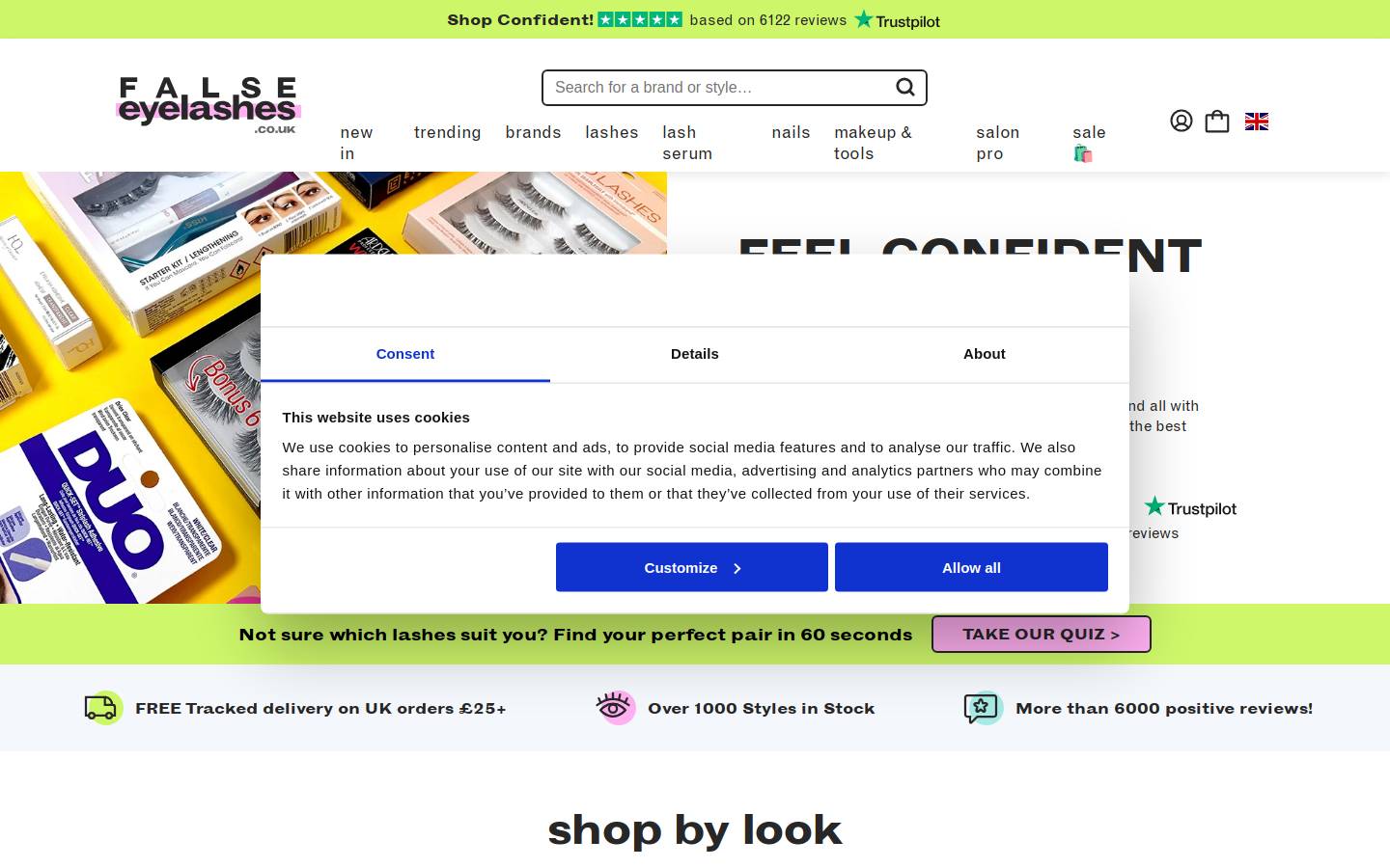 FalseEyelashes.co.uk homepage screenshot