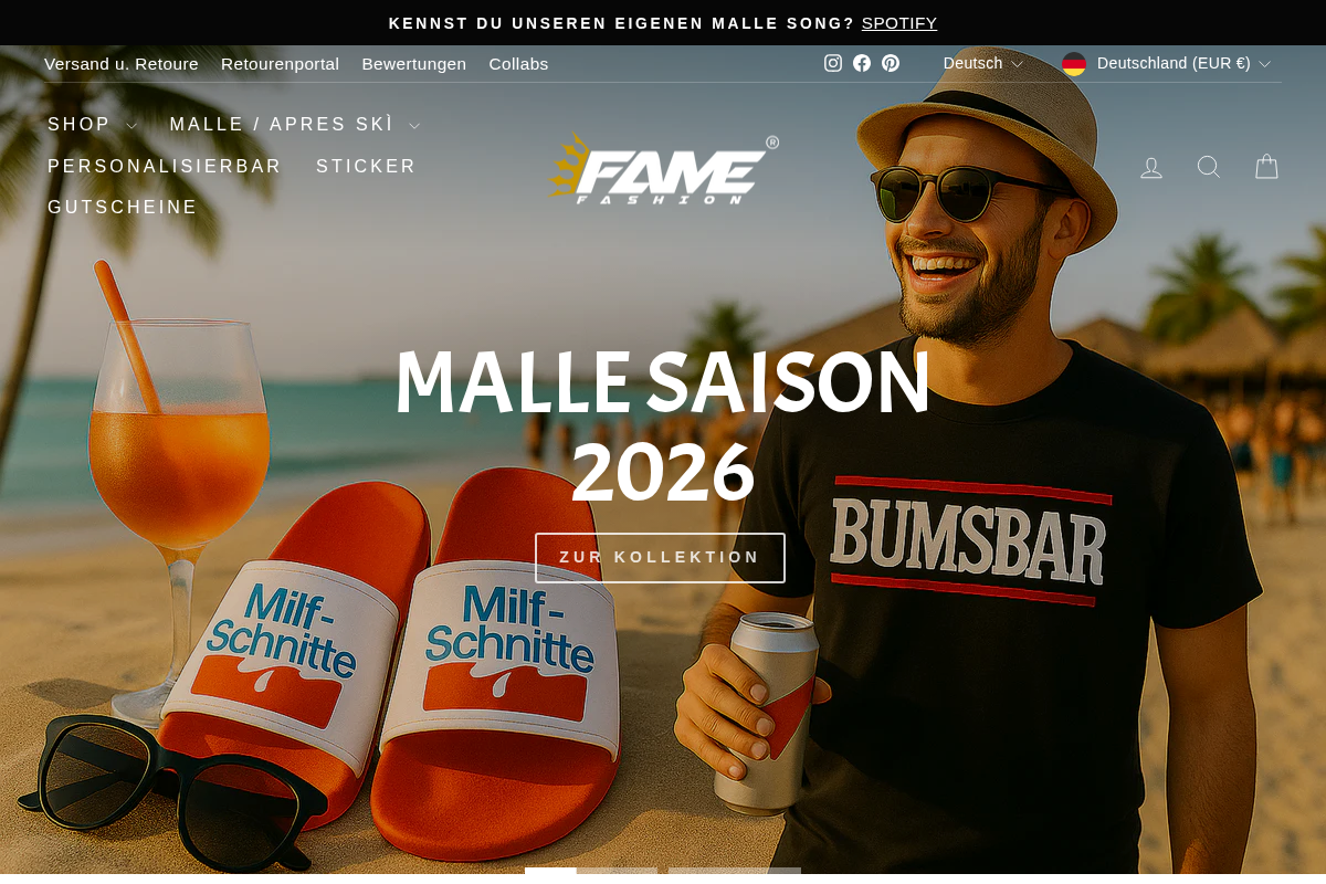 Fame Fashion homepage screenshot