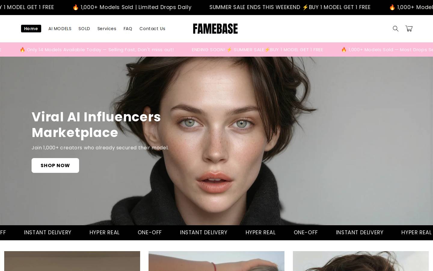 Famebase homepage screenshot