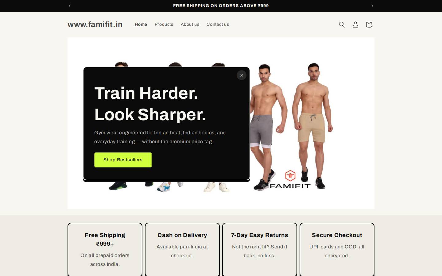 famifit.in homepage screenshot