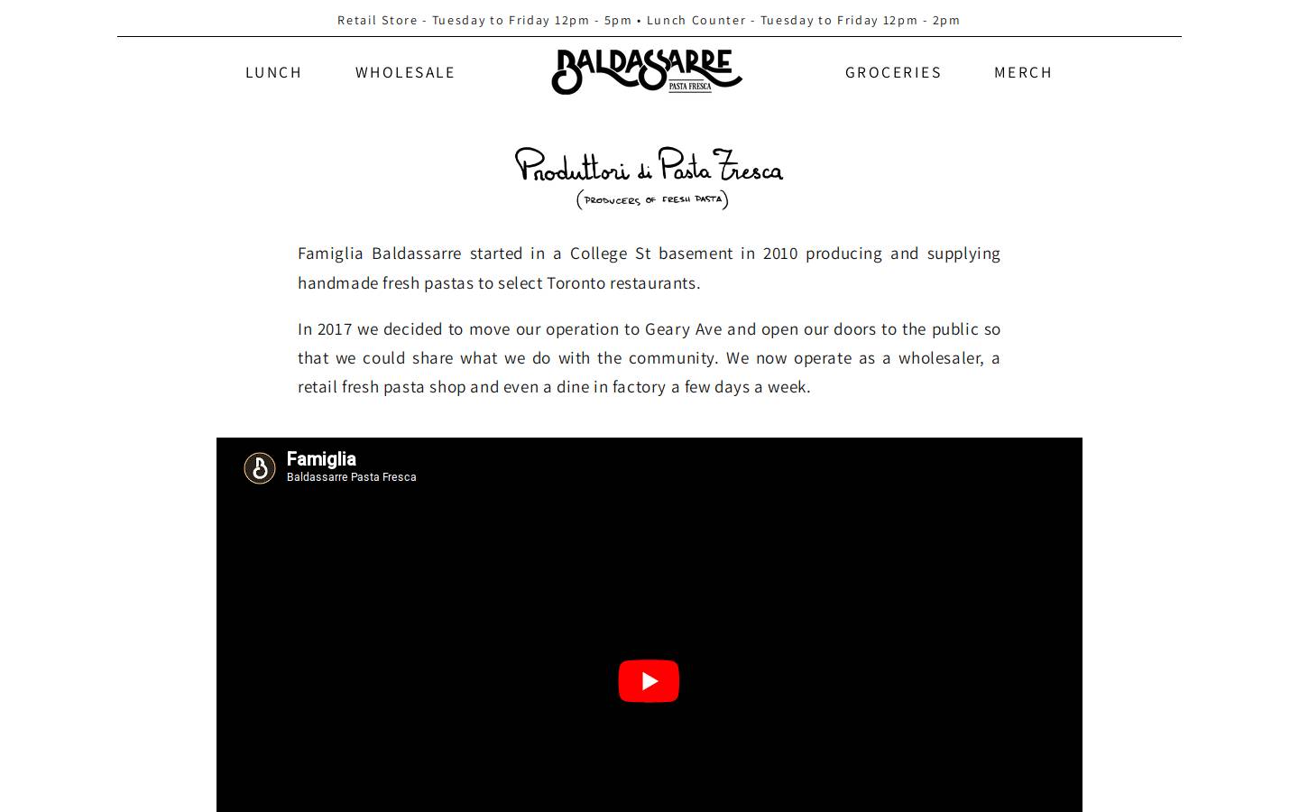 famigliabaldassarre.com homepage screenshot
