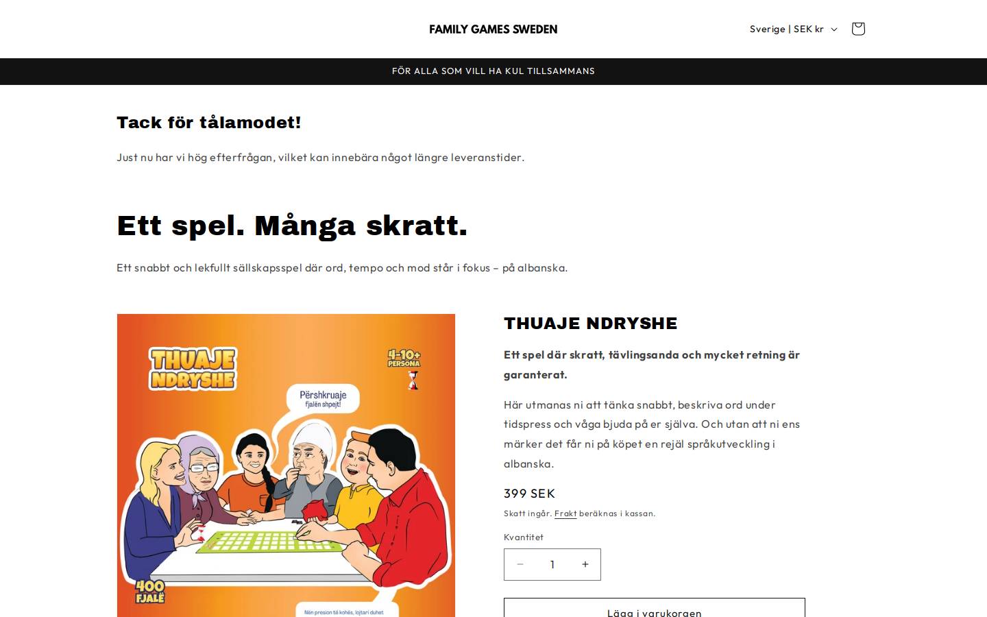 familygamessweden.com homepage screenshot