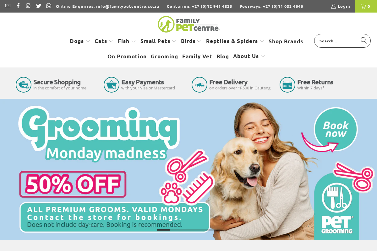 Family Pet Centre homepage screenshot