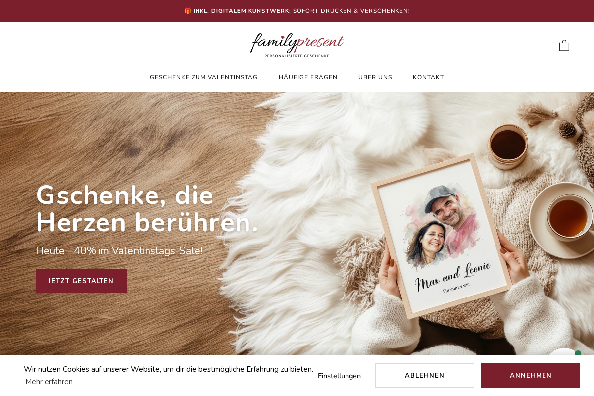 familypresent homepage screenshot