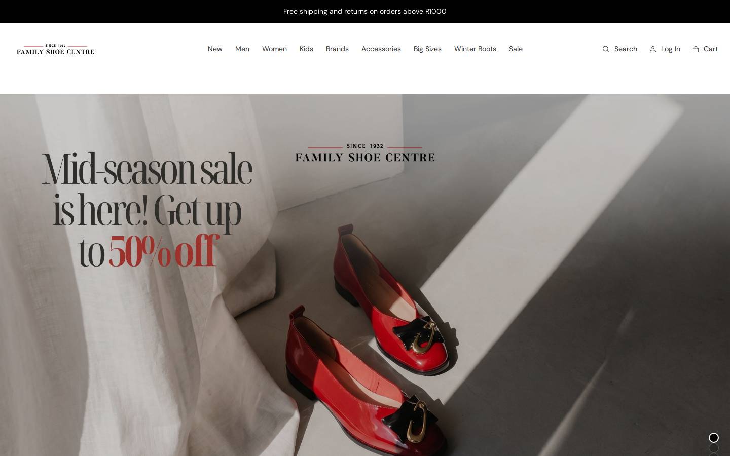 familyshoecentre.co.za homepage screenshot