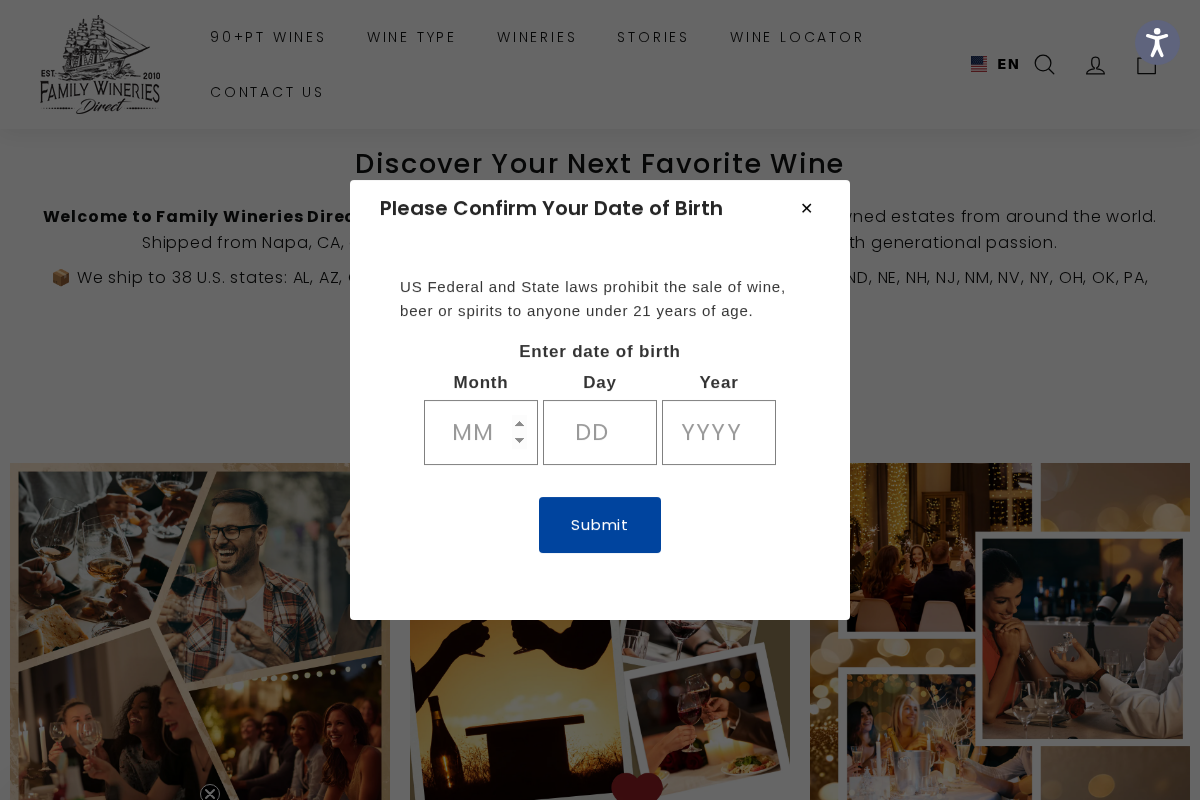 Family Wineries Direct homepage screenshot