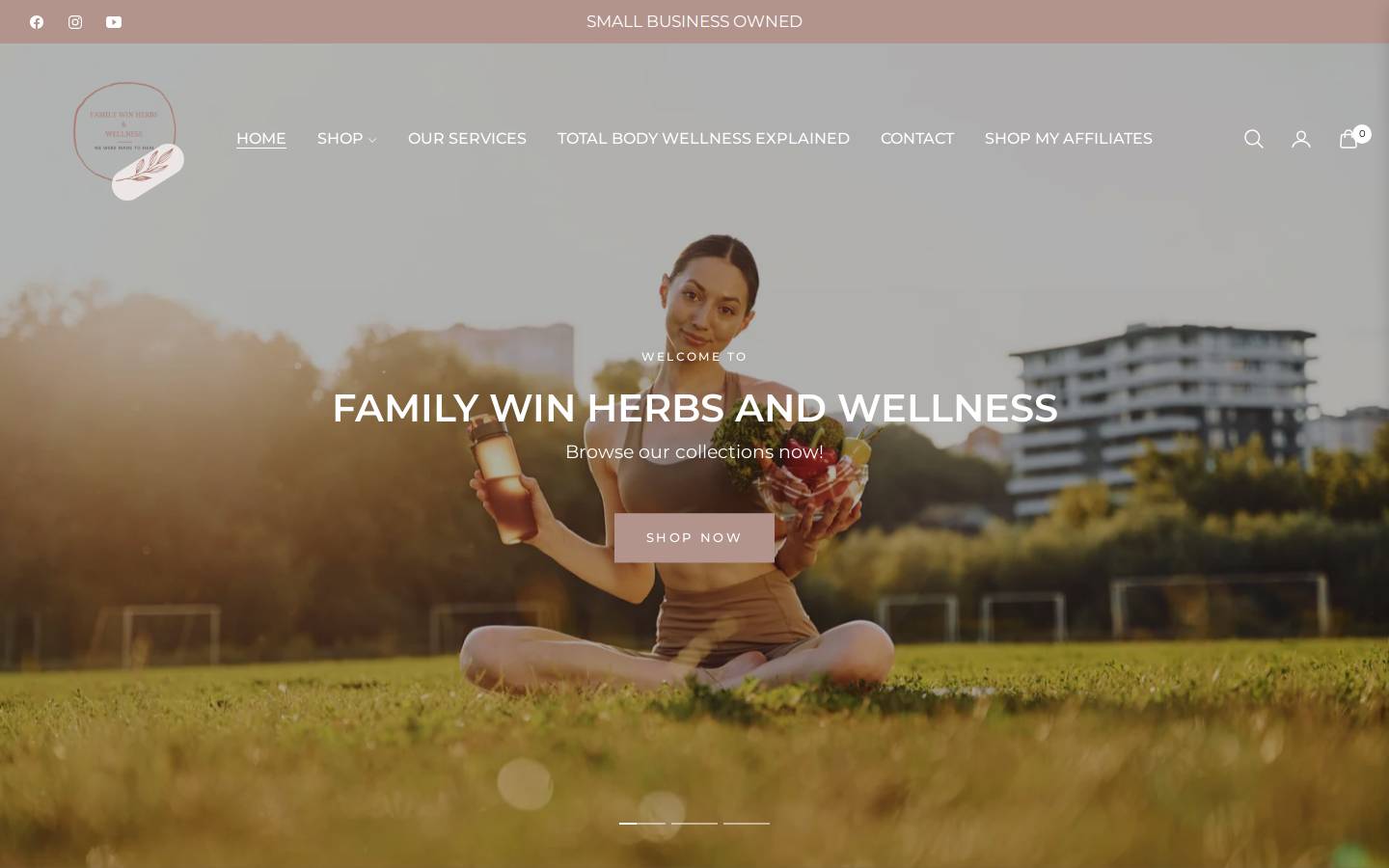 familywinherbsandwellness.com homepage screenshot