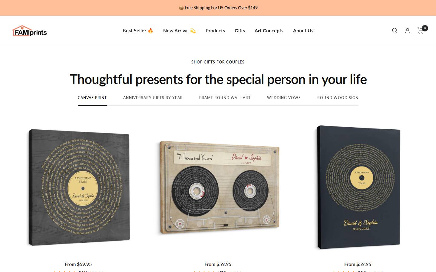 FamiPrints homepage screenshot