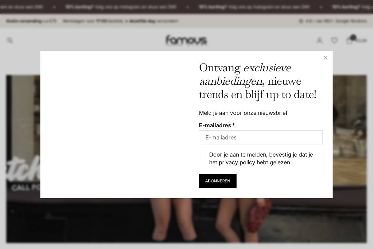 Famous Store homepage screenshot