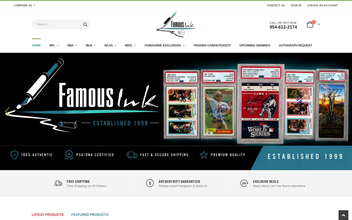 famousink.com homepage screenshot