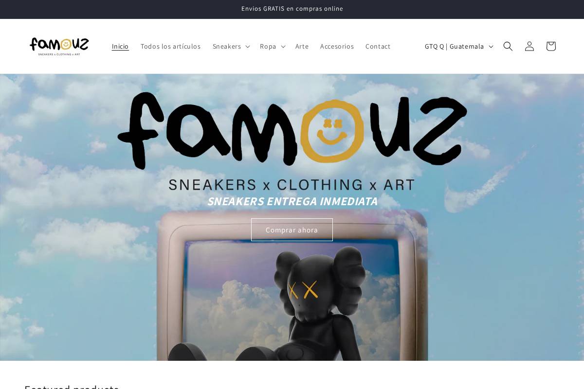 famouz.shop homepage screenshot