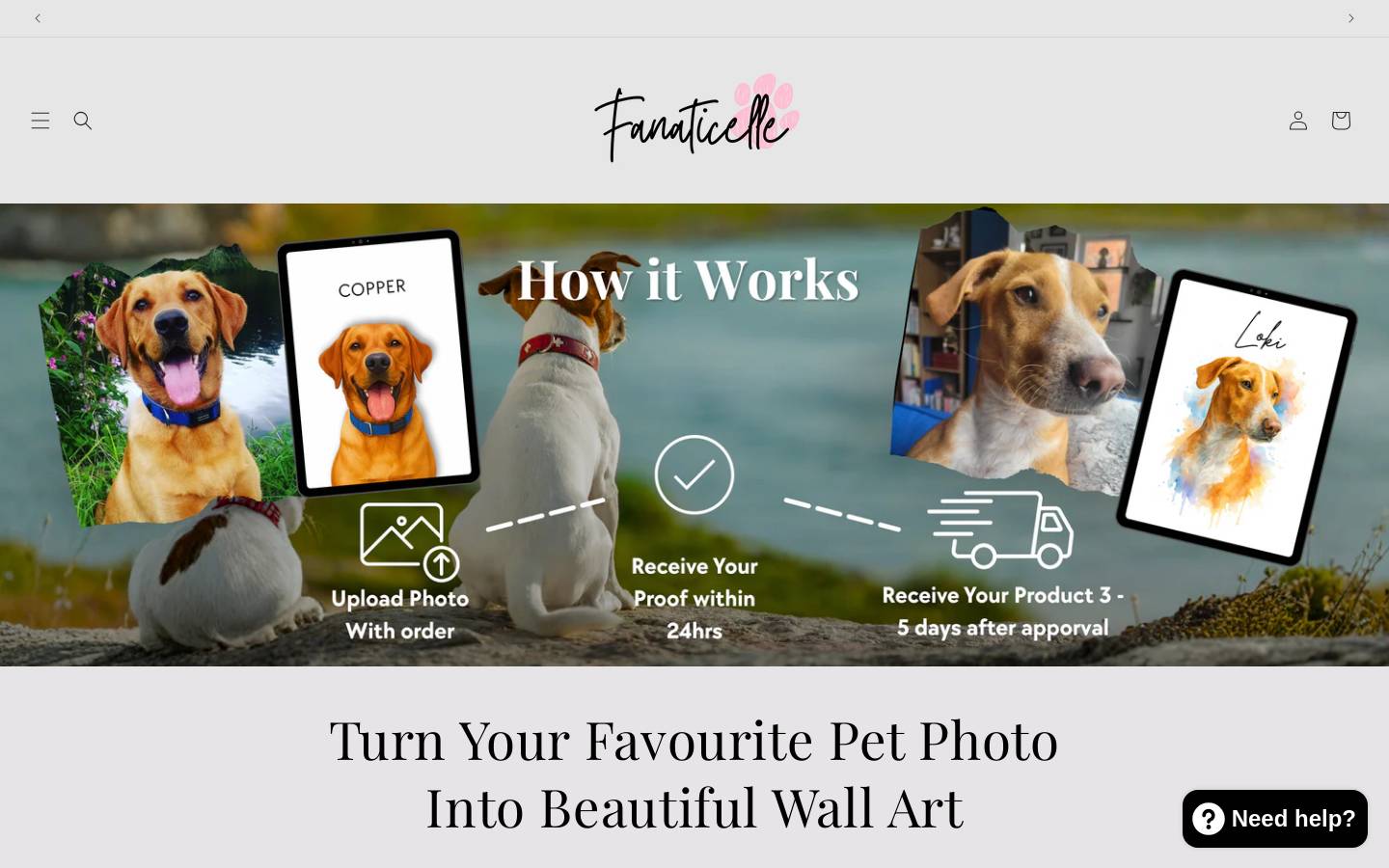 fanaticelle.com homepage screenshot