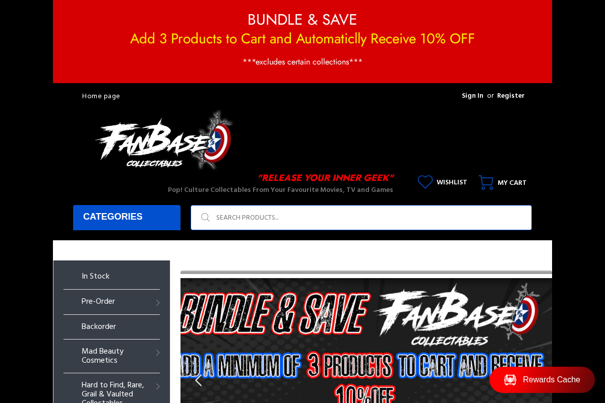 FanBase Collectables homepage screenshot