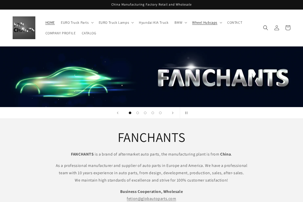 FANCHANTS China Auto Parts Wholesales homepage screenshot