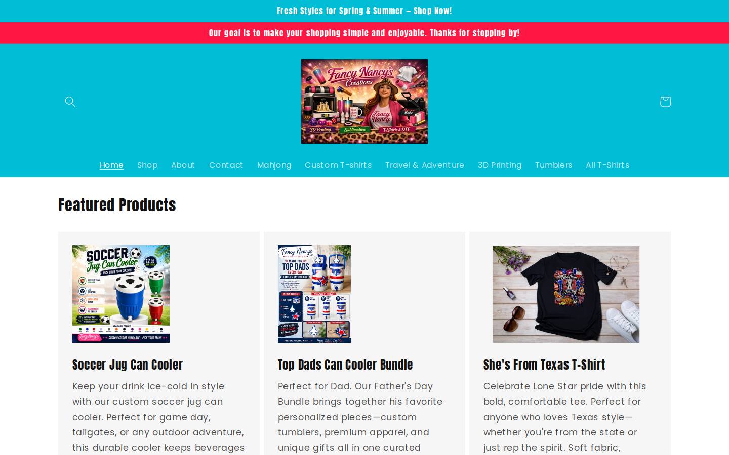fancynancyscreations.com homepage screenshot