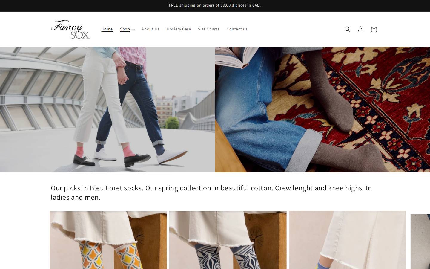 fancysox.com homepage screenshot