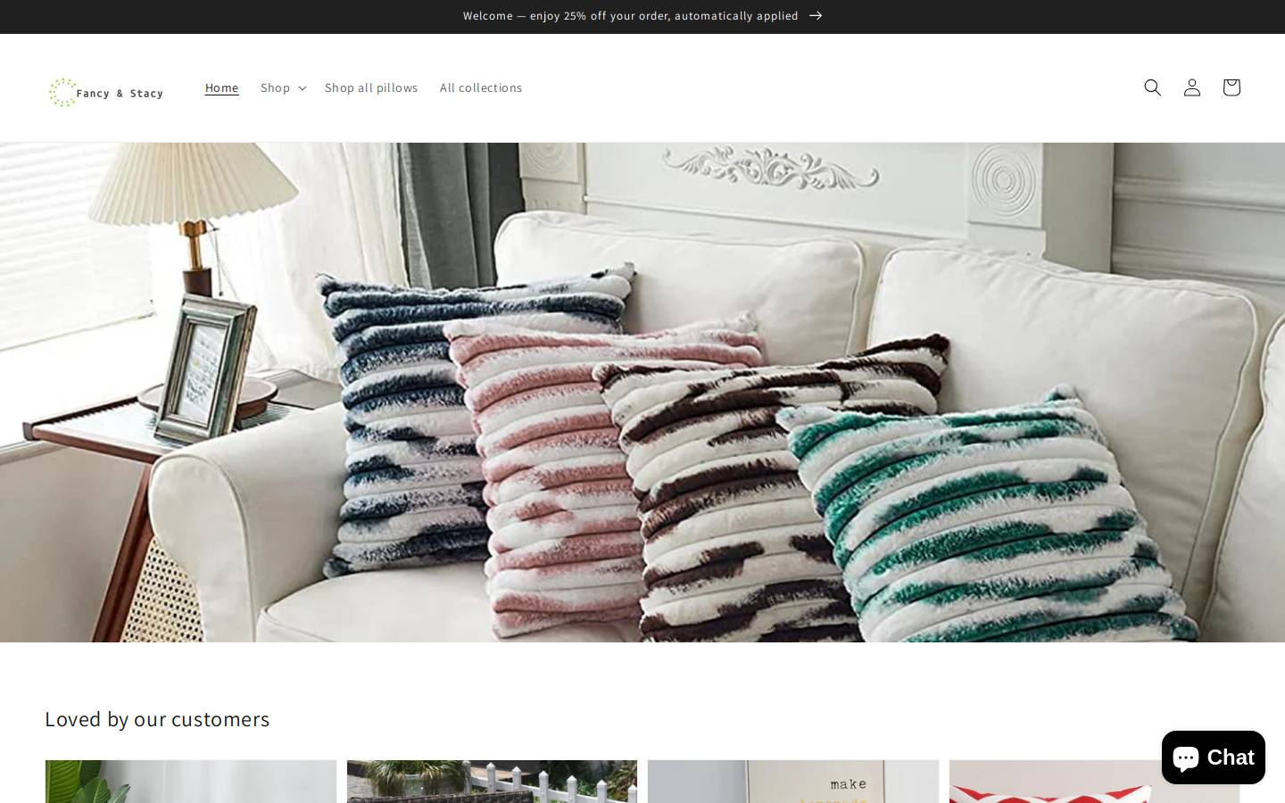fancystacypillows.com homepage screenshot