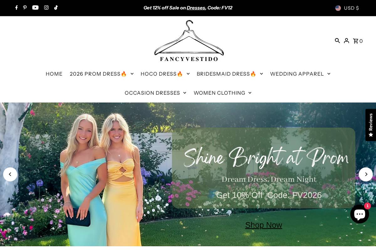fancyvestido.com homepage screenshot