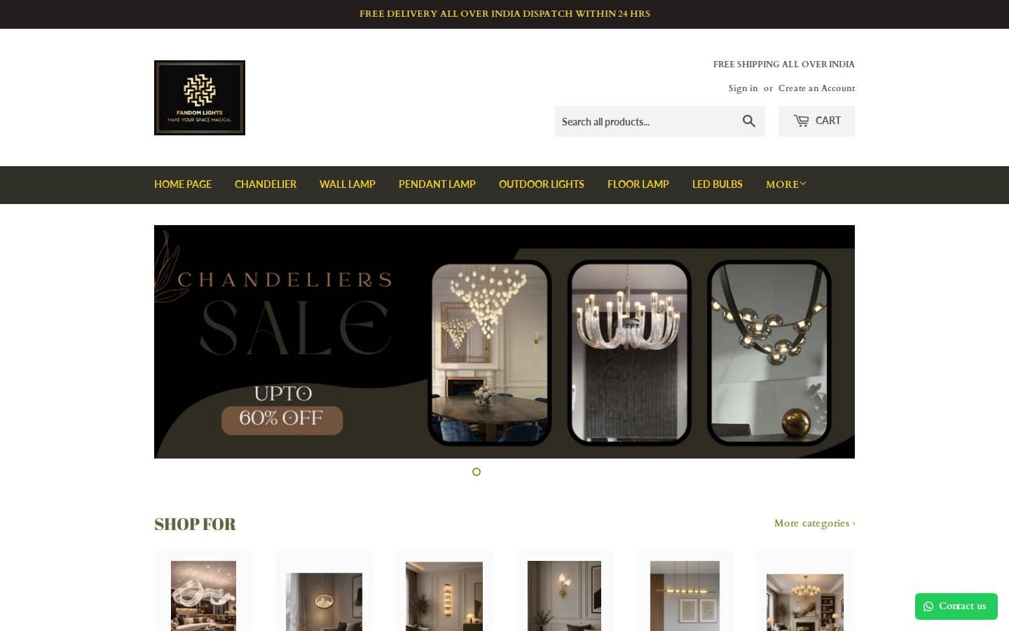 Fandomlights homepage screenshot