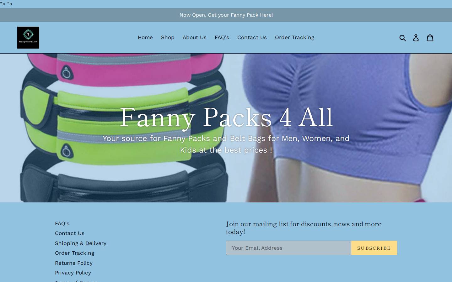 fannypacks4all.com homepage screenshot
