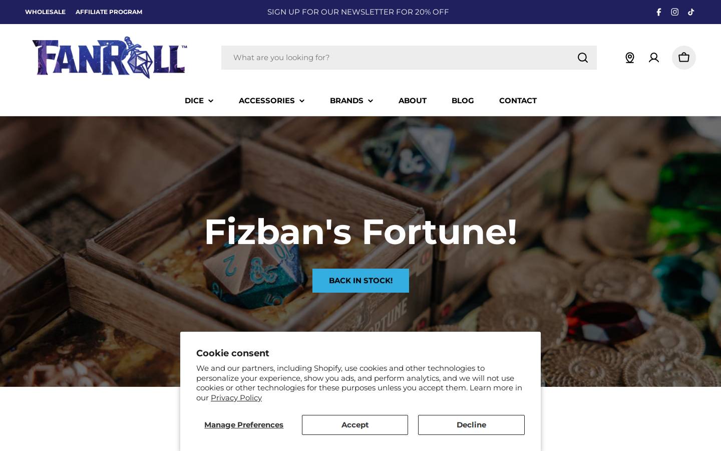 fanrolldice.com homepage screenshot
