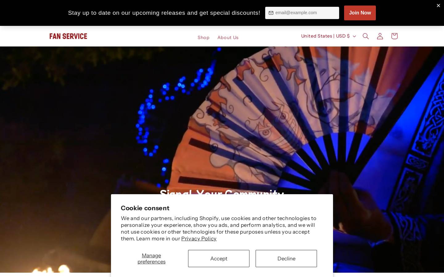 fanserviceshop.com homepage screenshot