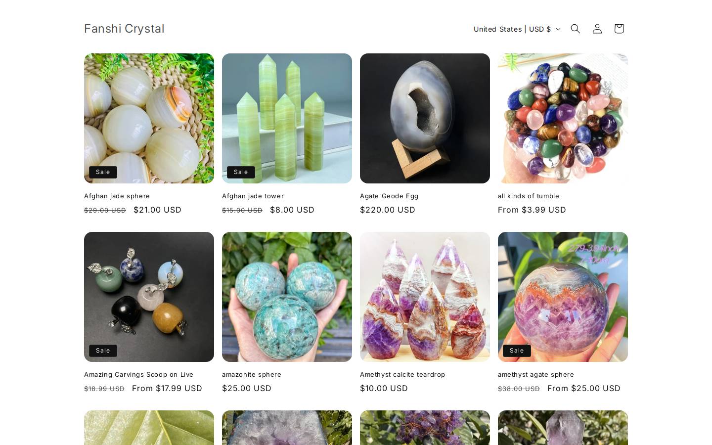 fanshicrystal.com homepage screenshot