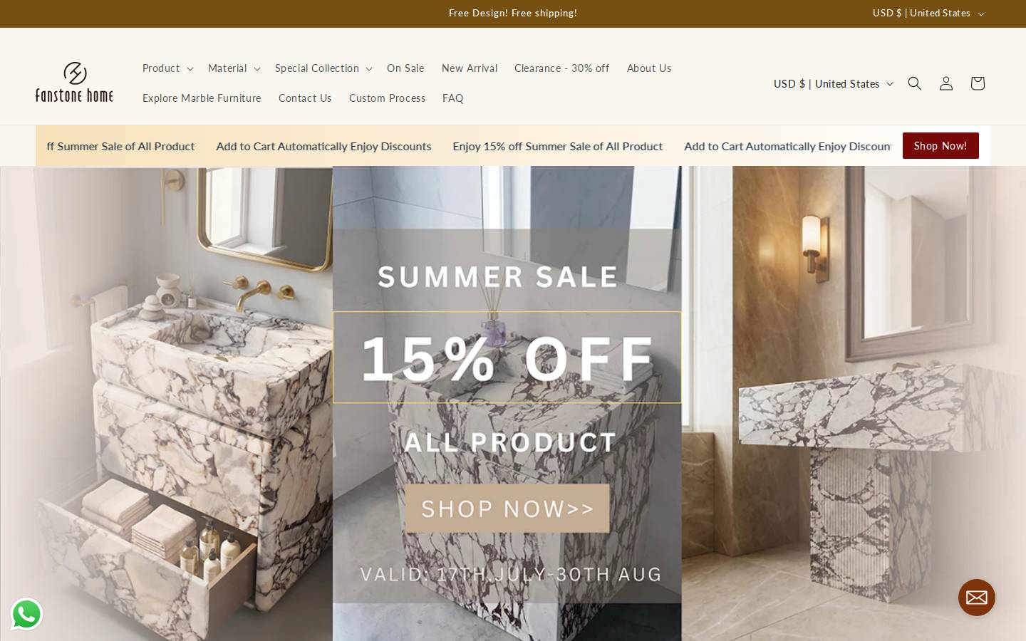 Fanstonefurniture homepage screenshot