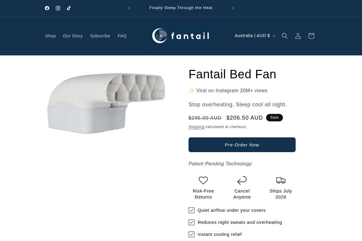Fantail homepage screenshot