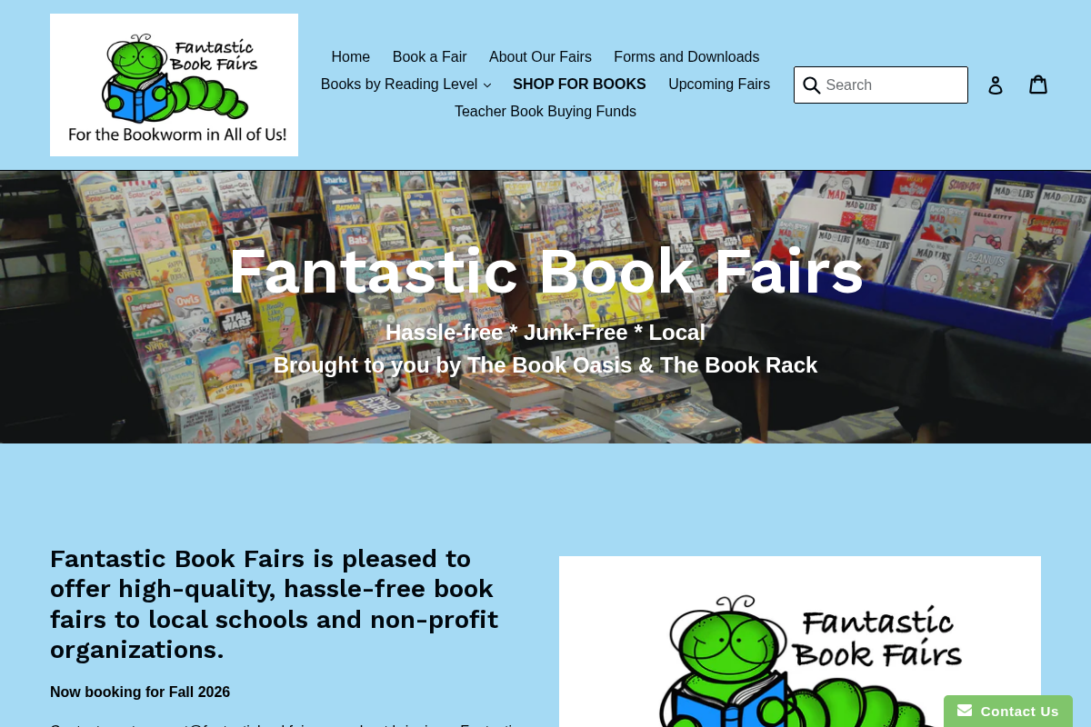 fantasticbookfairs.com homepage screenshot