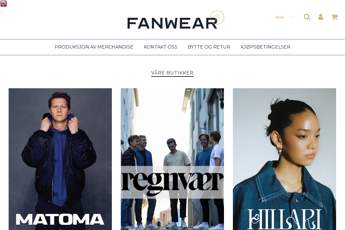 Fanwear homepage screenshot