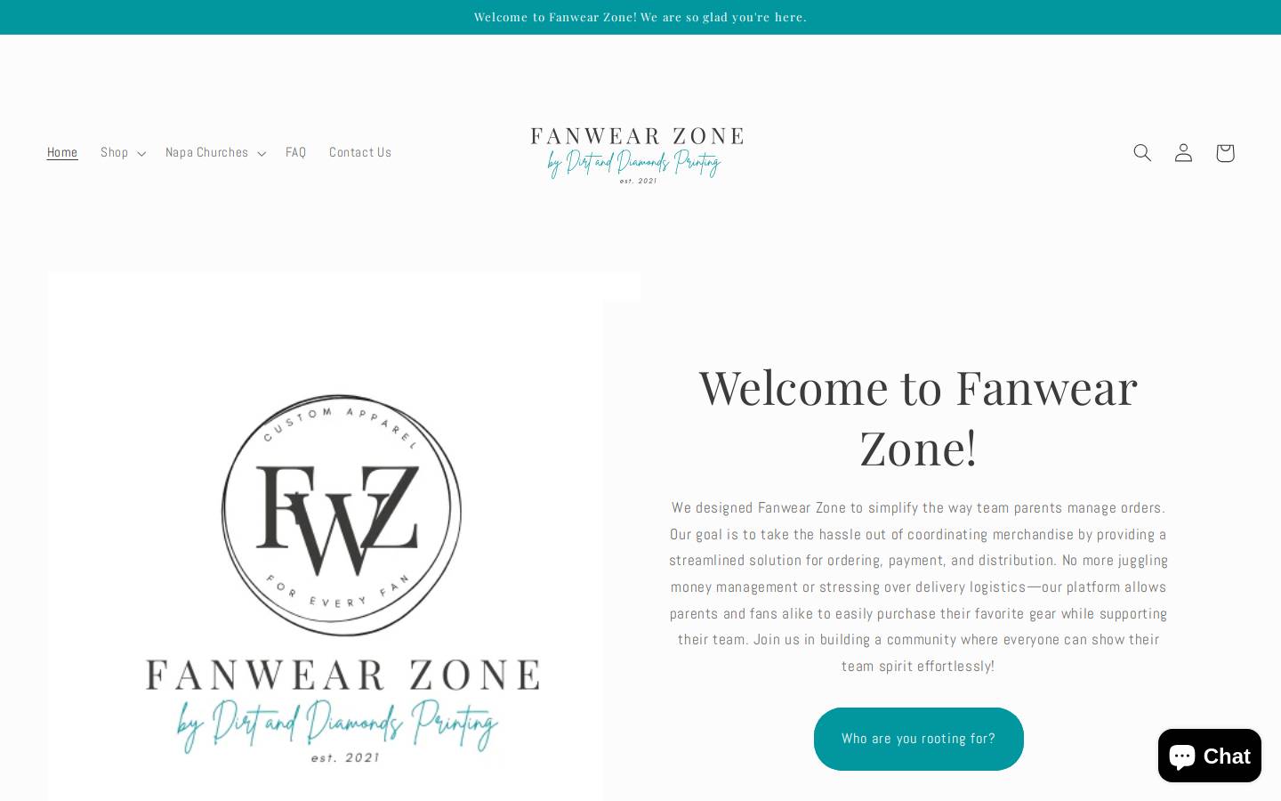 fanwearzone.com homepage screenshot