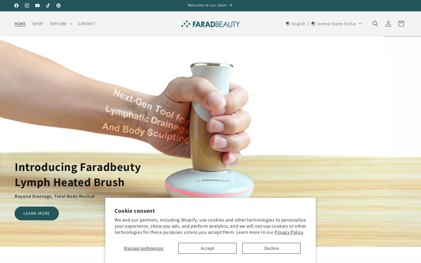 Faradbeauty homepage screenshot