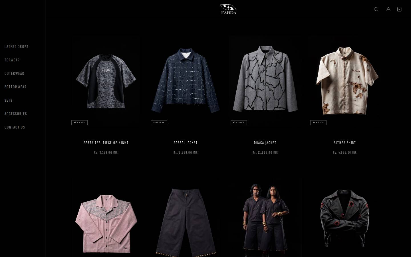 fardaclothing.com homepage screenshot
