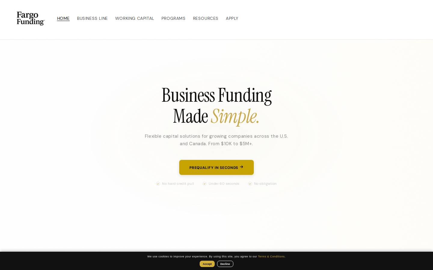 Fargo Funding homepage screenshot