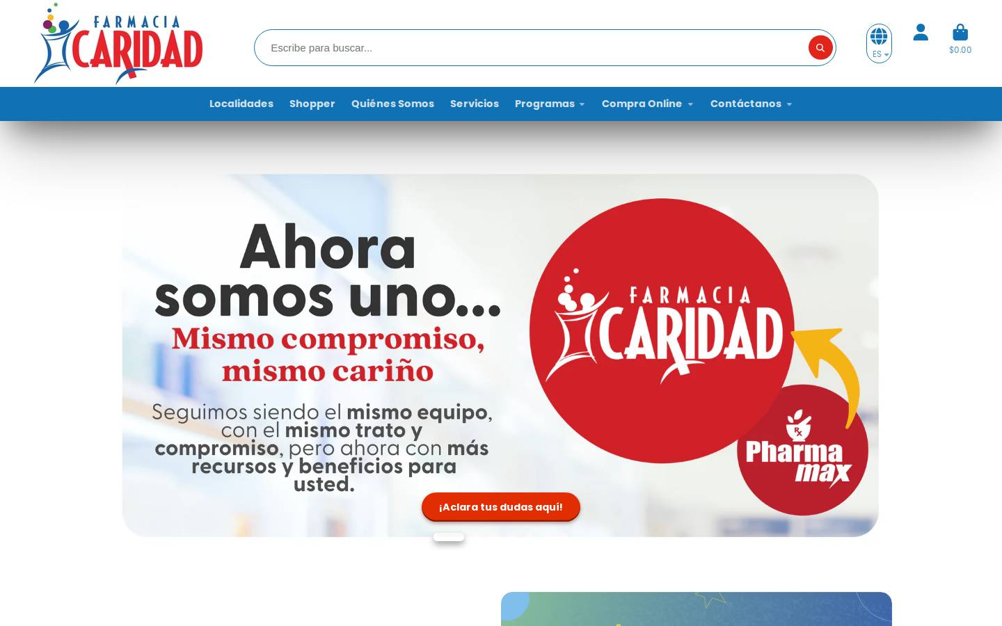 farmaciacaridad.com homepage screenshot