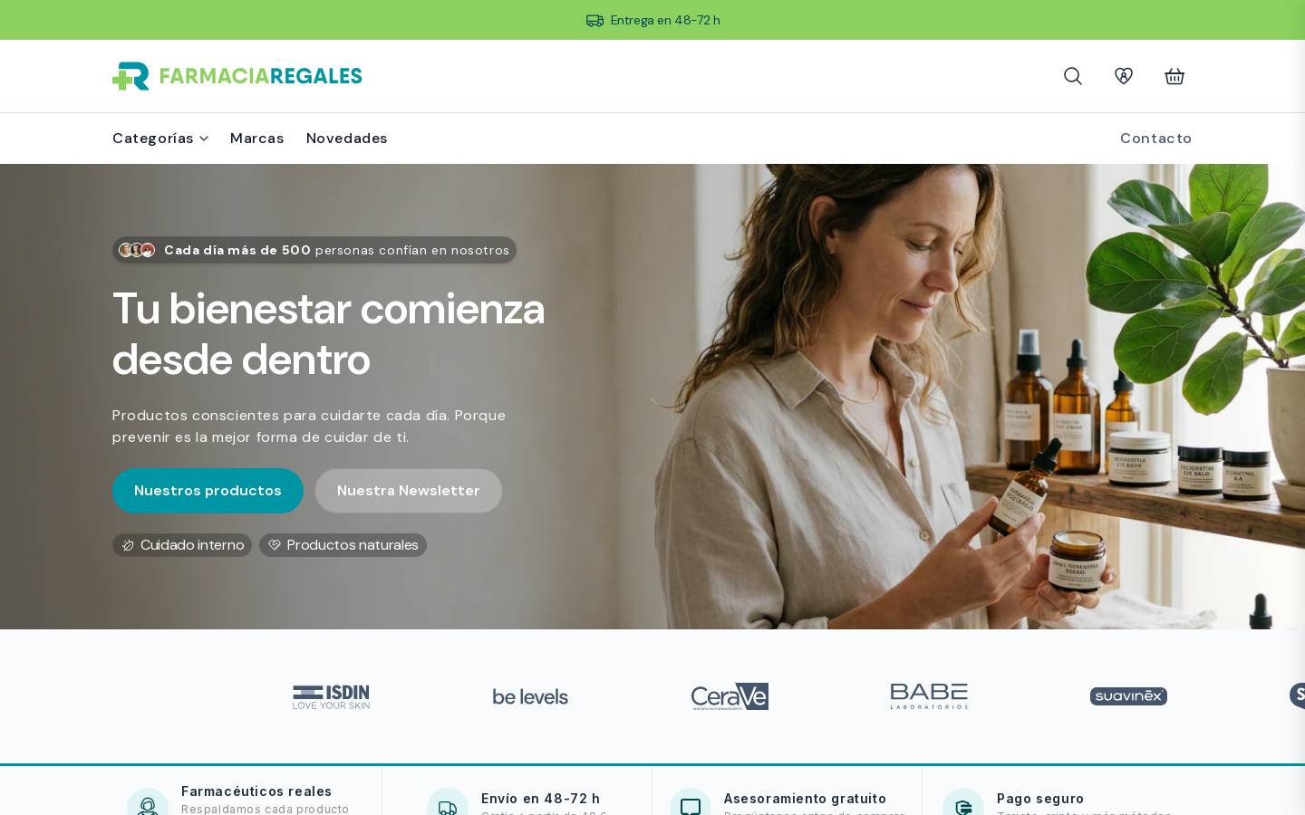 farmaciaregales.com homepage screenshot
