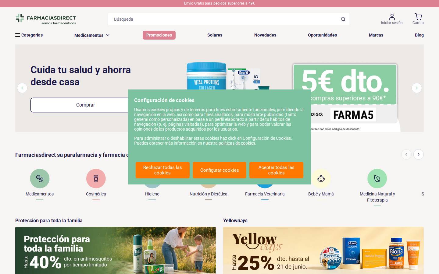 Farmaciasdirect homepage screenshot